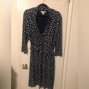 Liz Claiborne polka dot wrap dress